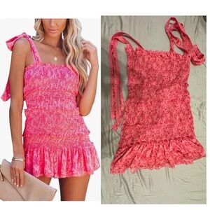 Pink Floral Ruffle Dress